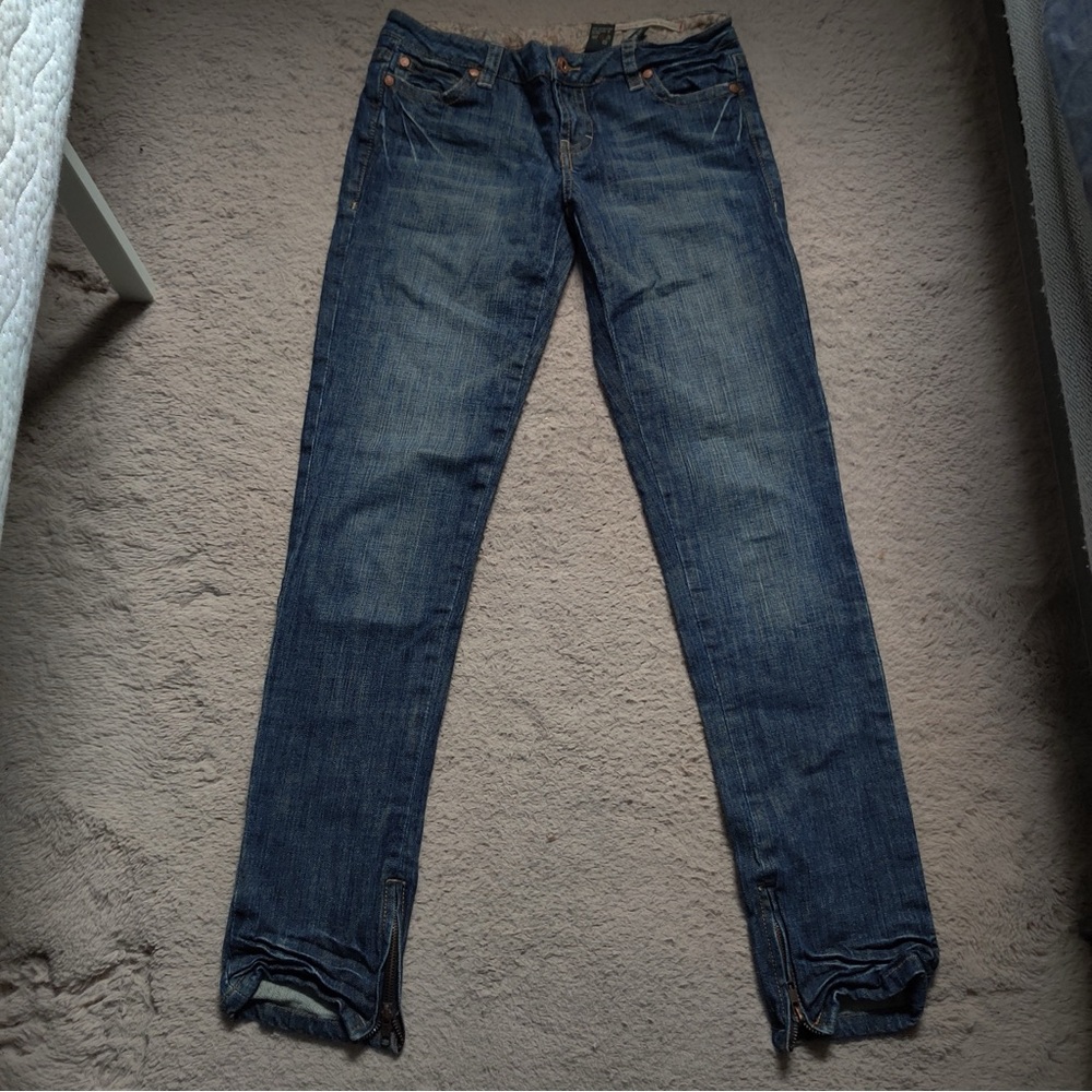 Buffalo David Bitton Ilene Dark Blue Skinny Jeans Side Zip Scrunch Size 26